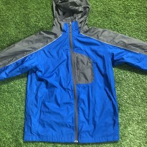 COLUMBIA SPORTSWEAR YOUTH BLUE/GRAY WINTER DETACHABLE HOODED JACKET SIZE 14-16